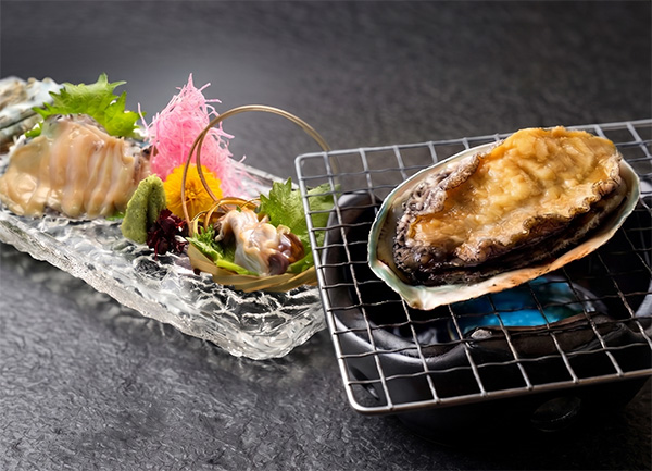 鮑の網焼き/お造里